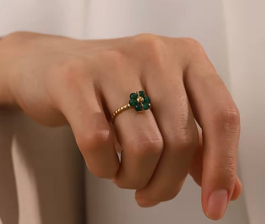Emerald Blossom Ring