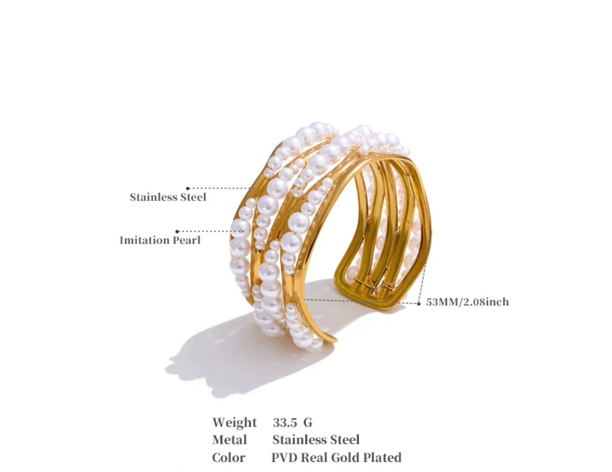 Riviera Pearl Wave Cuff