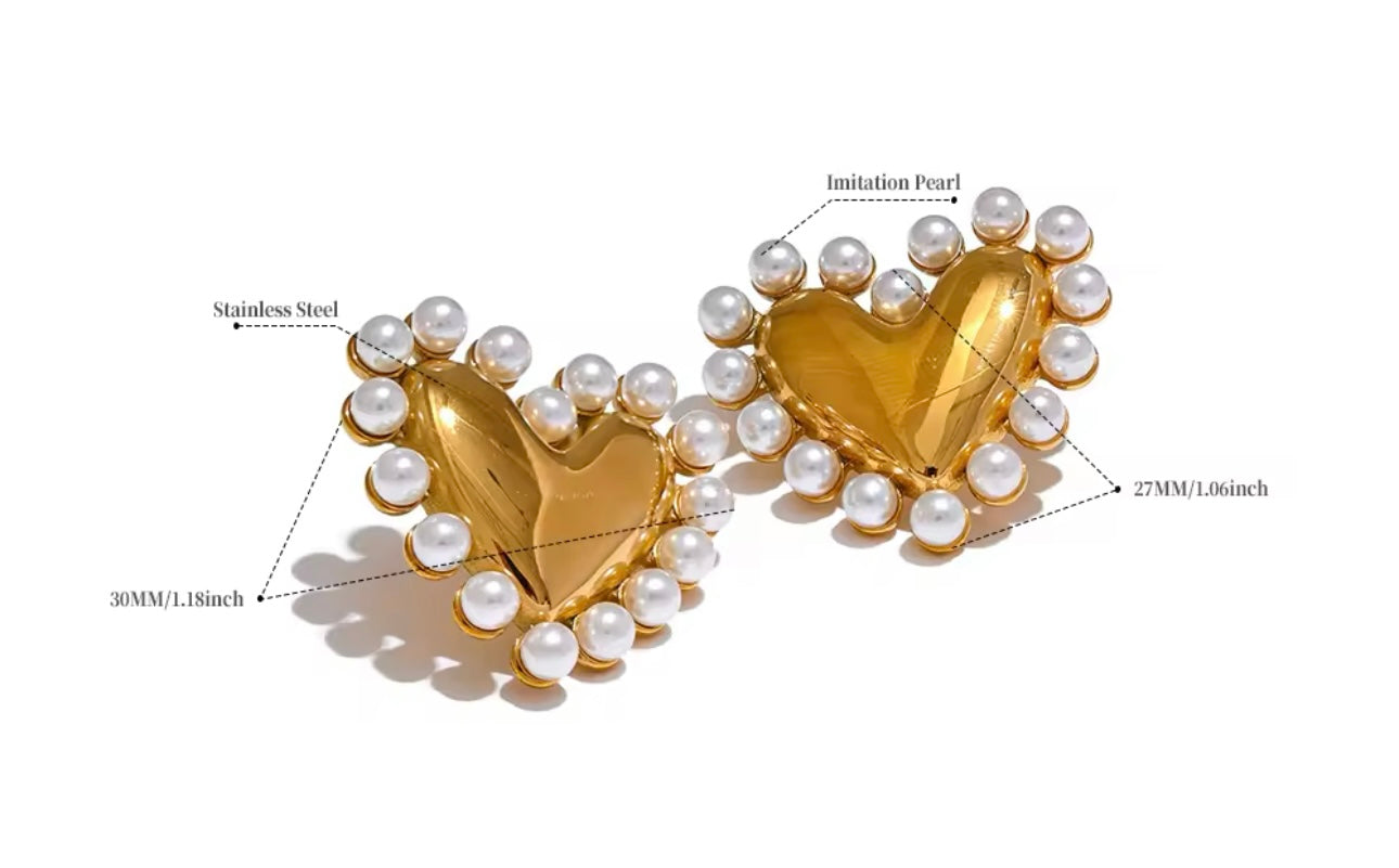 Pearlina heart studs