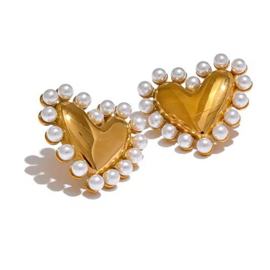 Pearlina heart studs